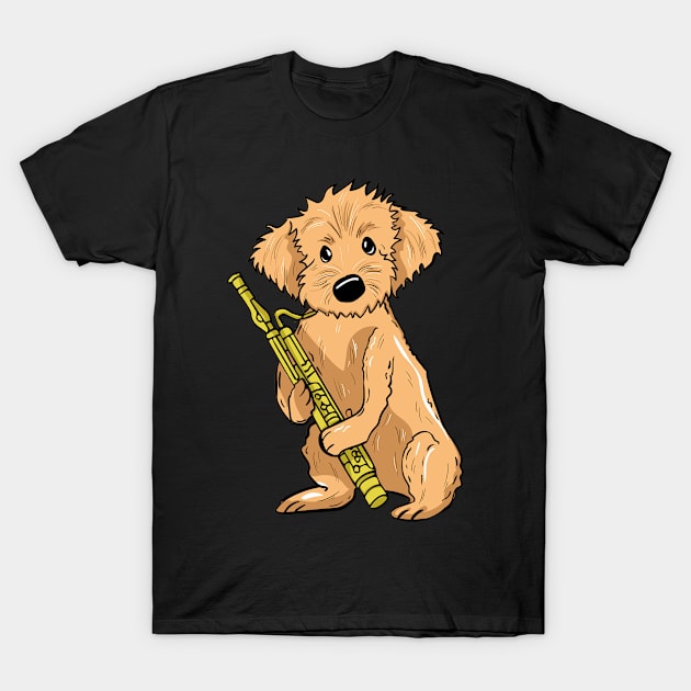 Goldendoodle Playing Bassoon T-Shirt by LetsBeginDesigns
